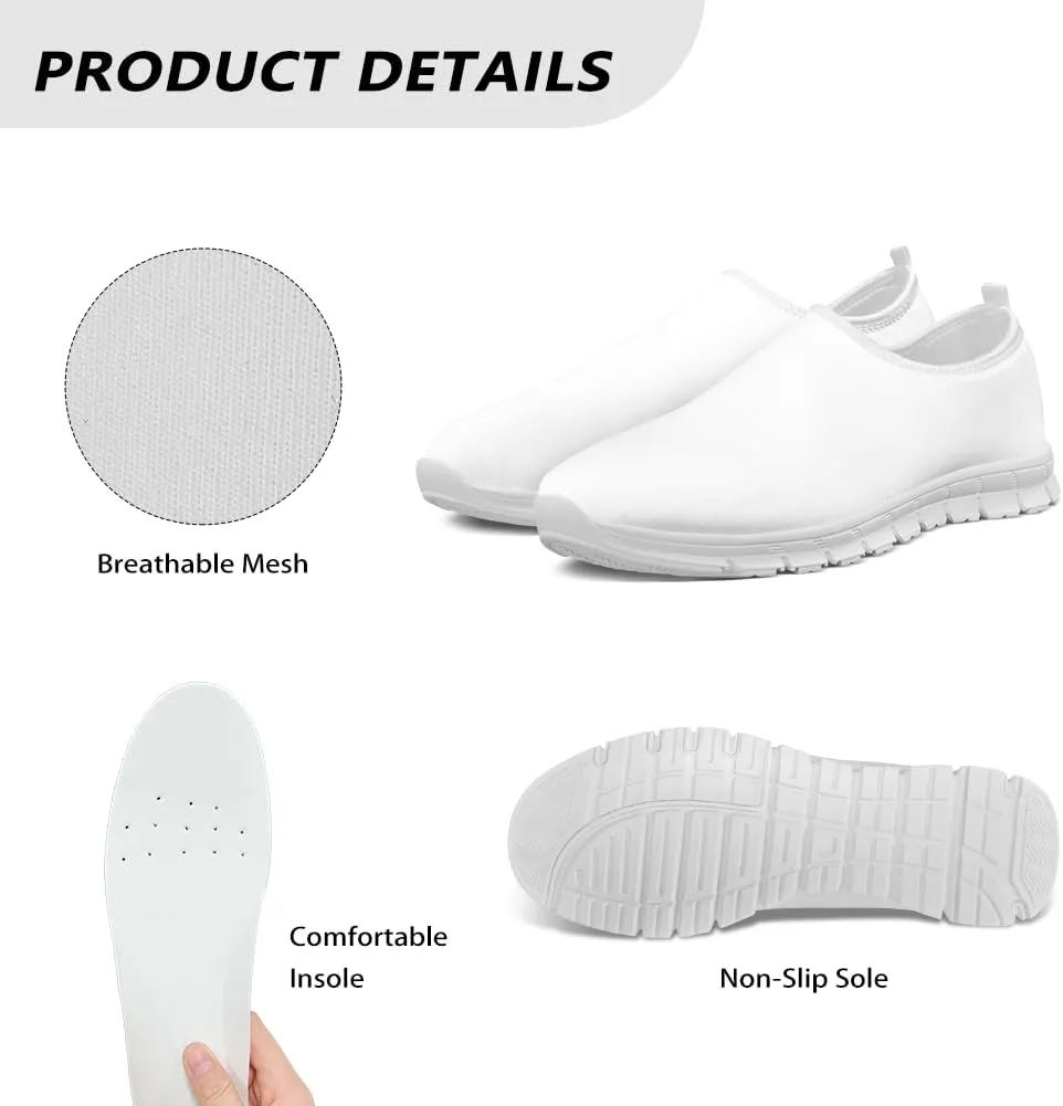 Womens Slip On Sneakers Casual Lightweight Outdoor Walking Shoes Fashion Breathable Mesh Loafers for Travel Size 5.5-11.5 White Sole
