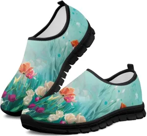 Women's Slip on Sneakers Casual Shoes Loafers Non Slip Breathable Comfortable Walking Sneakers Gifts for Women Girls Black Sole Size 5.5-11.5