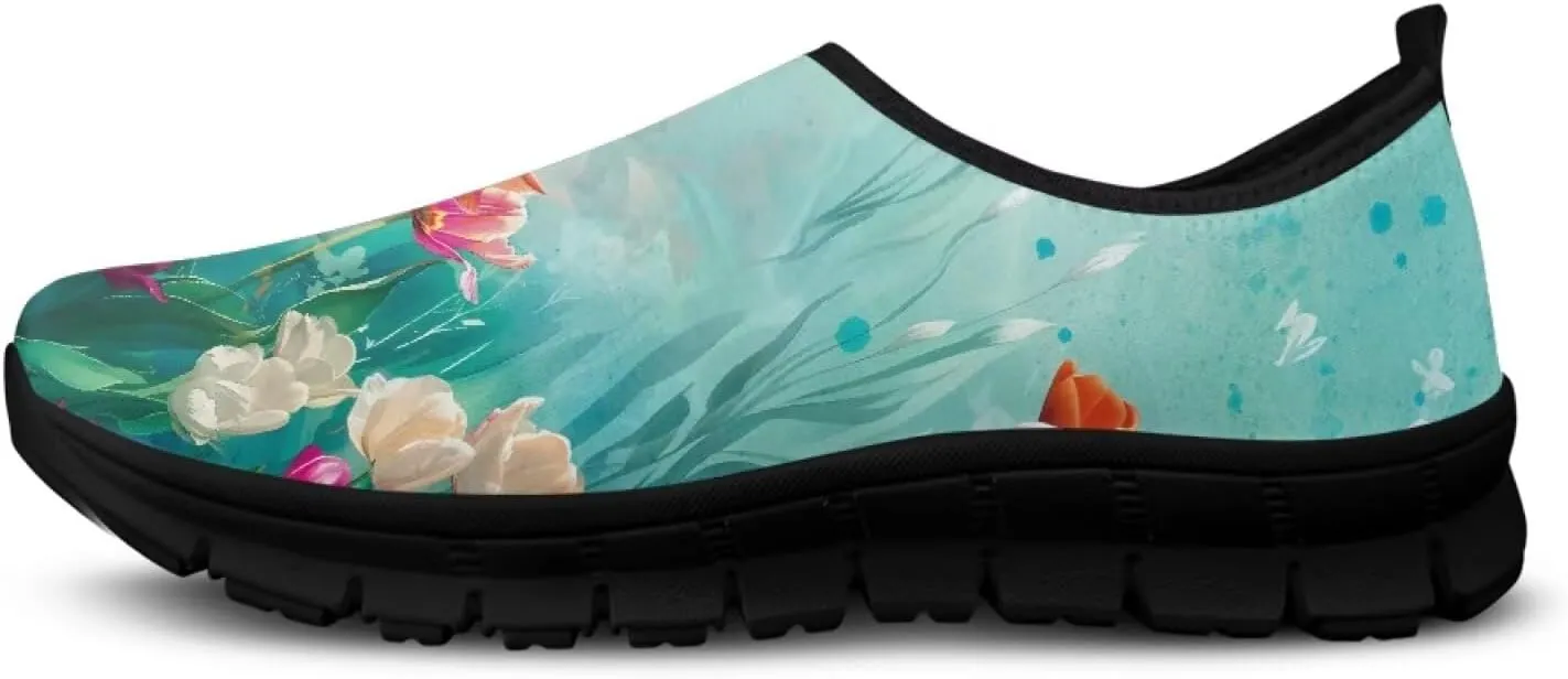 Women's Slip on Sneakers Casual Shoes Loafers Non Slip Breathable Comfortable Walking Sneakers Gifts for Women Girls Black Sole Size 5.5-11.5