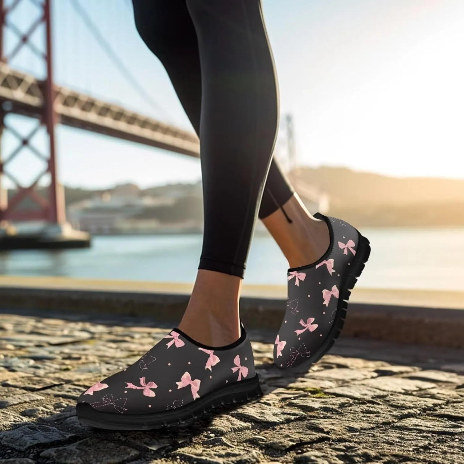 Women's Slip on Sneakers Casual Shoes Loafers Non Slip Breathable Comfortable Walking Sneakers Gifts for Women Girls Black Sole Size 5.5-11.5