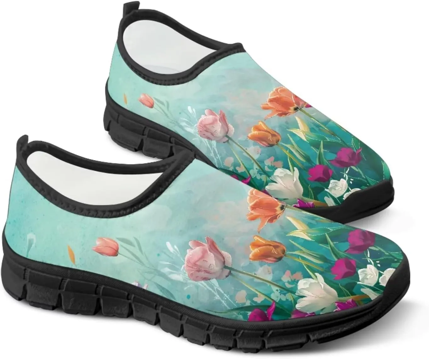 Women's Slip on Sneakers Casual Shoes Loafers Non Slip Breathable Comfortable Walking Sneakers Gifts for Women Girls Black Sole Size 5.5-11.5