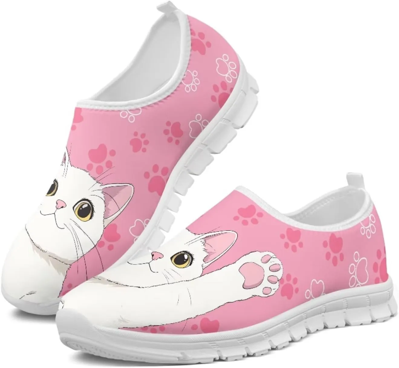 Women's Slip on Sneakers Casual Shoes Loafers Non Slip Breathable Comfortable Walking Sneakers Gifts for Women Girls White Sole Size 5.5-11.5