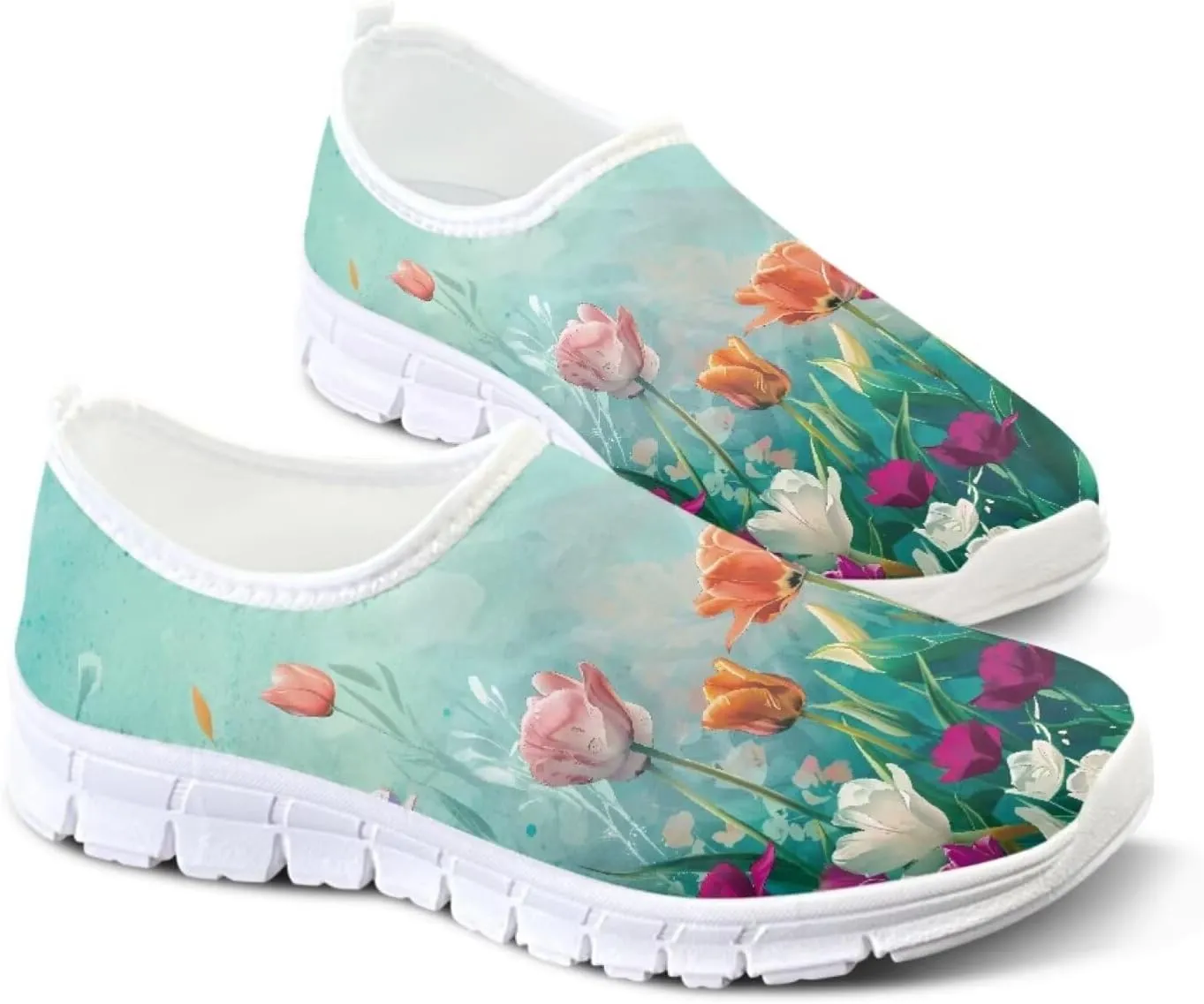 Women's Slip on Sneakers Casual Shoes Loafers Non Slip Breathable Comfortable Walking Sneakers Gifts for Women Girls White Sole Size 5.5-11.5
