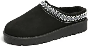 Women’s Slippers Platform Mini Boots for Suede Leather Slip-on Fluffy Warm Comfy