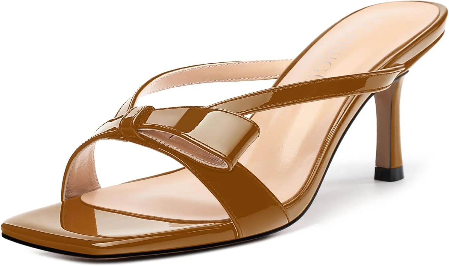 Womens Square Open Toe Sandals, Fashion Bow Heels for Women Kitten Heels Slip On Solid Strappy Heeled Sandals Comfort Dress Party Shoes