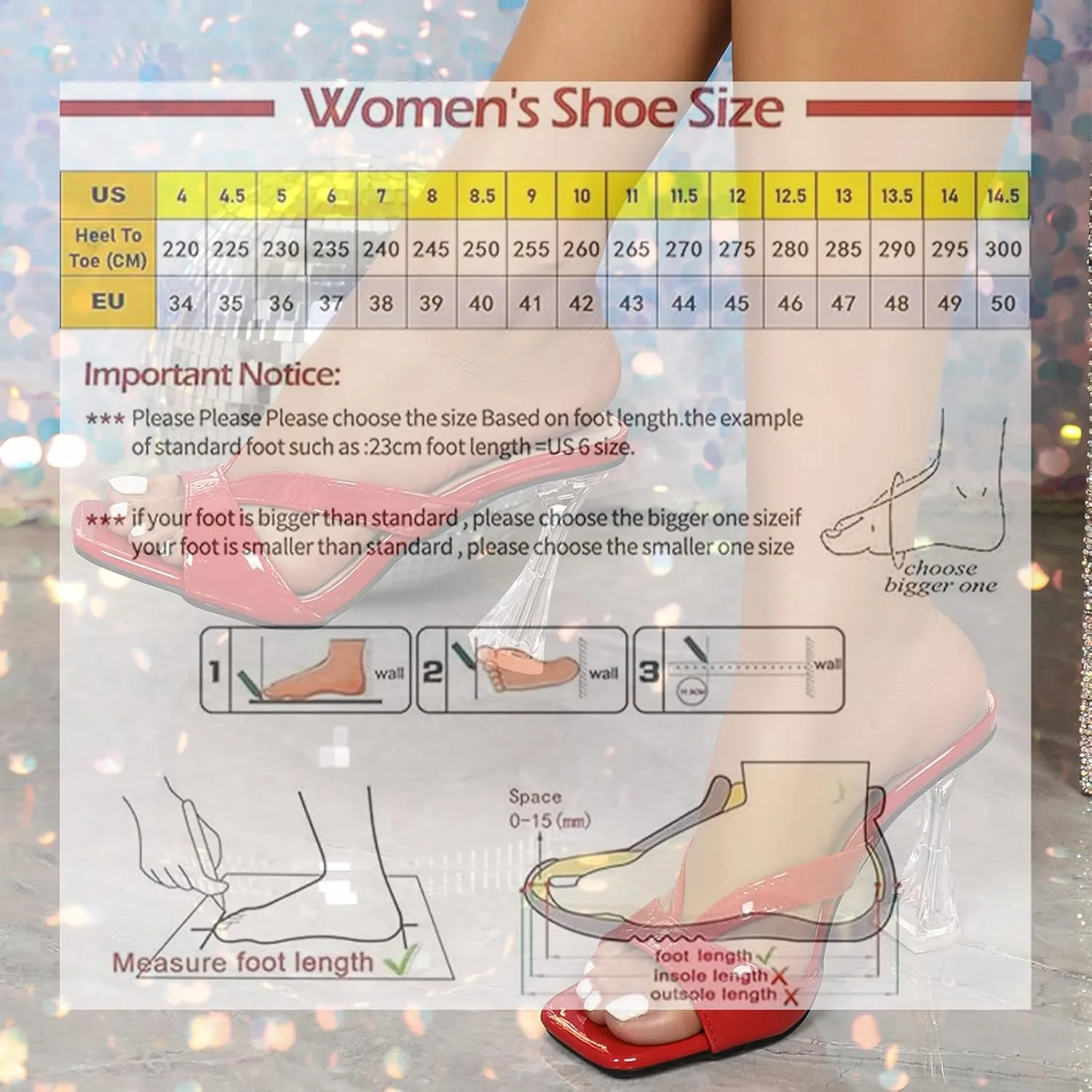 Women's Square Toe Clear Kitten Heels Sandals Open Toe Slip On Transparent Heeled Sandals Backless Party Dress Summer Slides