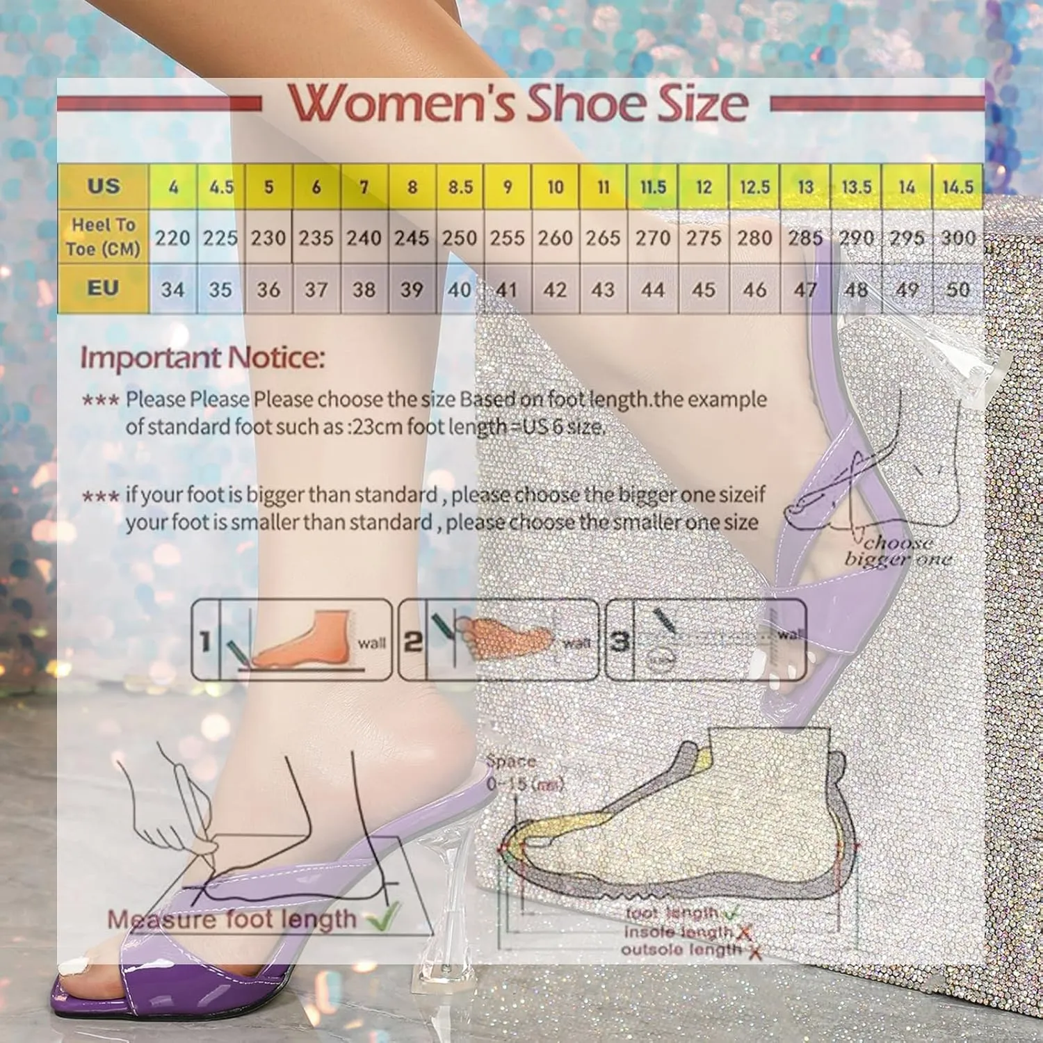 Women's Square Toe Clear Kitten Heels Sandals Open Toe Slip On Transparent Heeled Sandals Backless Party Dress Summer Slides