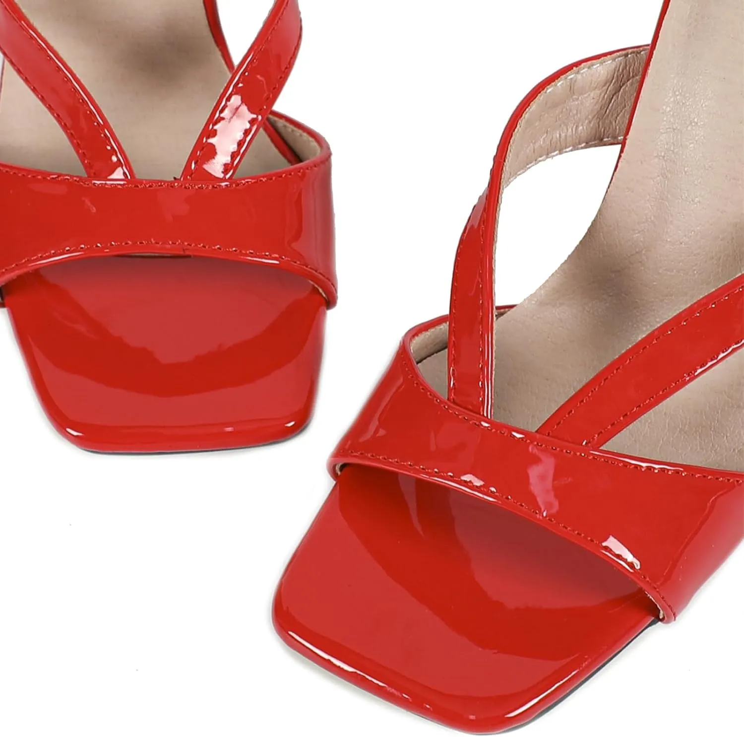 Women's Square Toe Clear Kitten Heels Sandals Open Toe Slip On Transparent Heeled Sandals Backless Party Dress Summer Slides