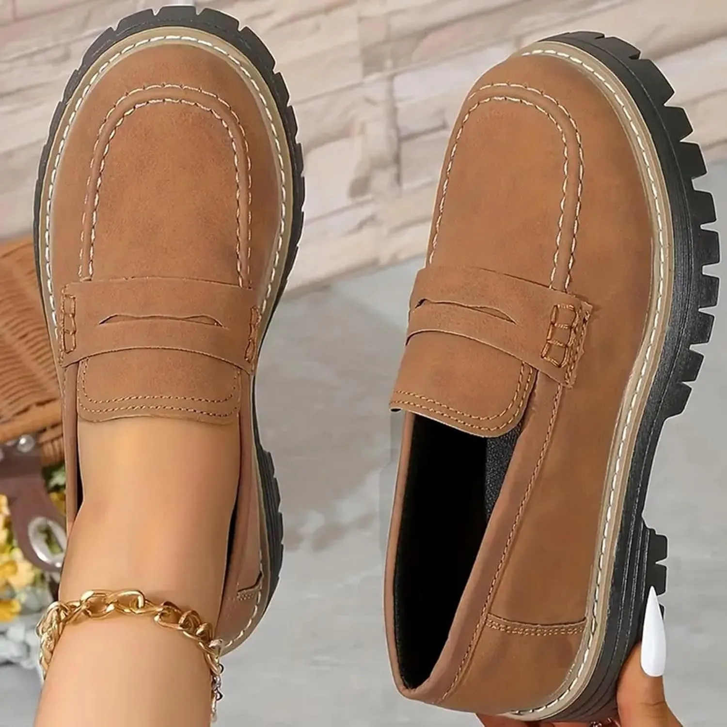 Women's Suede Penny Loafer Comfort Driving Moccasins Casual Slip-Ons Loafer Flats Business Work Shoes