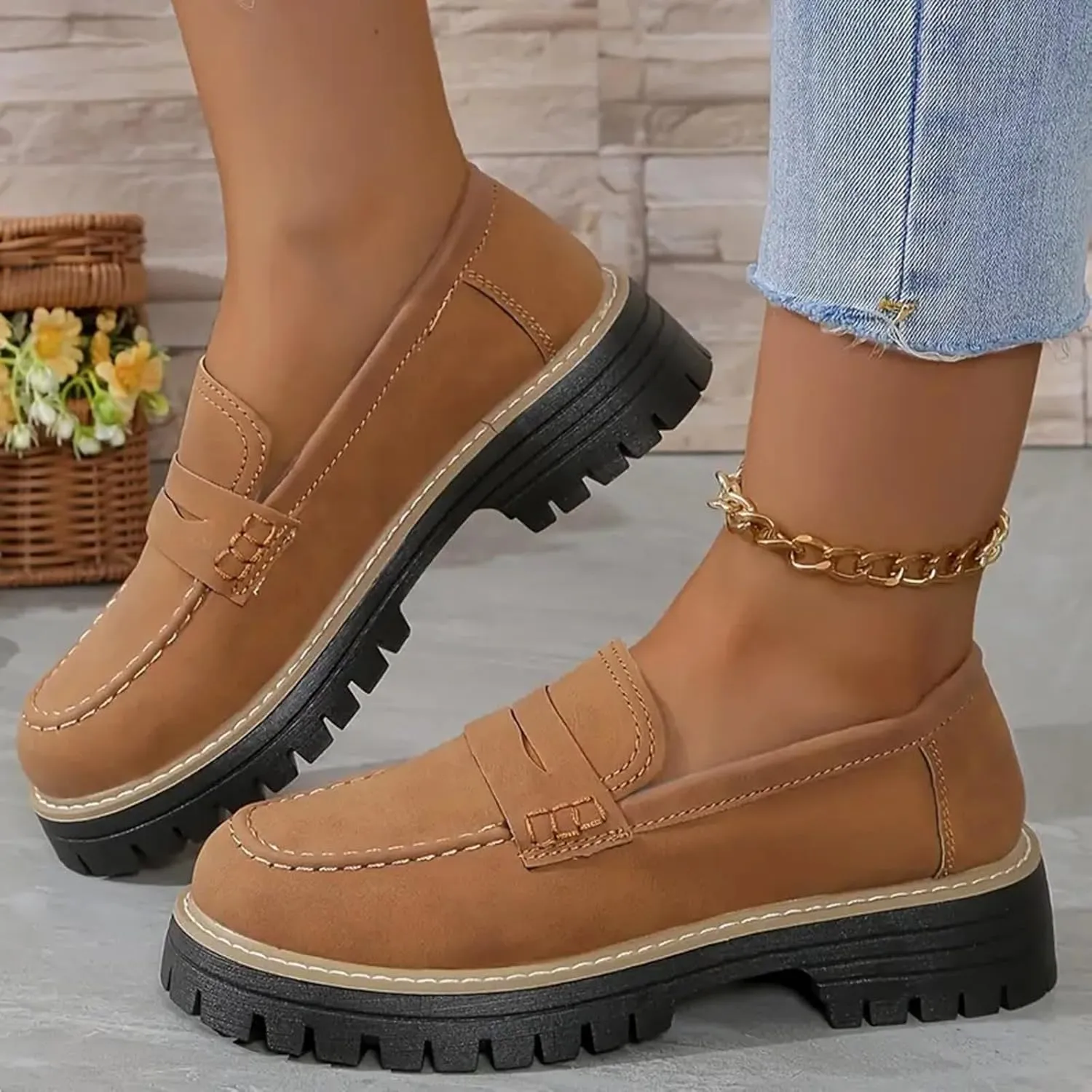 Women's Suede Penny Loafer Comfort Driving Moccasins Casual Slip-Ons Loafer Flats Business Work Shoes