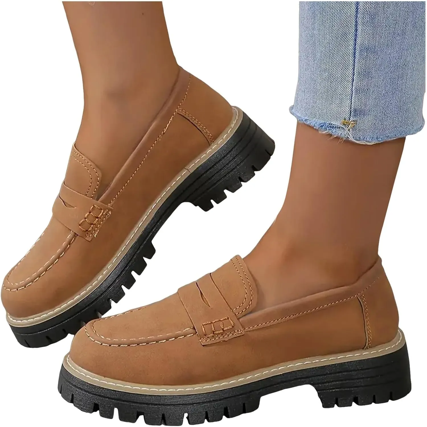 Women's Suede Penny Loafer Comfort Driving Moccasins Casual Slip-Ons Loafer Flats Business Work Shoes