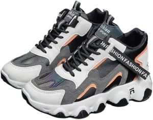 Womens Waterproof Thermal Chunky Sneakers - Durable Non-Slip Sole, Stylish Colorblock Design, Comfortable Lace-up Winter Shoes for All-Weather Wear