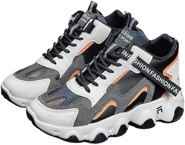 Womens Waterproof Thermal Chunky Sneakers - Durable Non-Slip Sole, Stylish Colorblock Design, Comfortable Lace-up Winter Shoes for All-Weather Wear