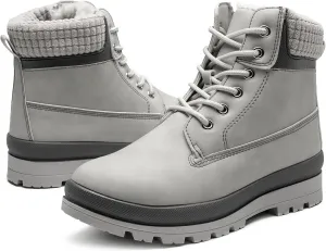 Womens White Winter Snow Boots Combat Boots for women Waterproof Fur Lined Ankle Booties Non Slip Fuzzy Warm Platform Boots Lace Up Hiking boots with Zipper