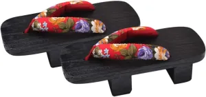 Wooden Geta Sandals Clogs Women Flip Flops Stage Performance Geta Japanese Wooden Slippers Shoes Heel Height 5CM