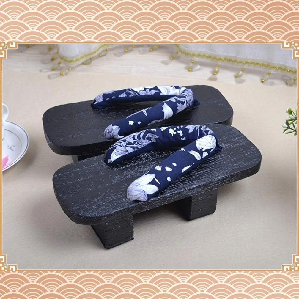 Wooden Geta Sandals Clogs Women Flip Flops Stage Performance Geta Japanese Wooden Slippers Shoes Heel Height 5CM