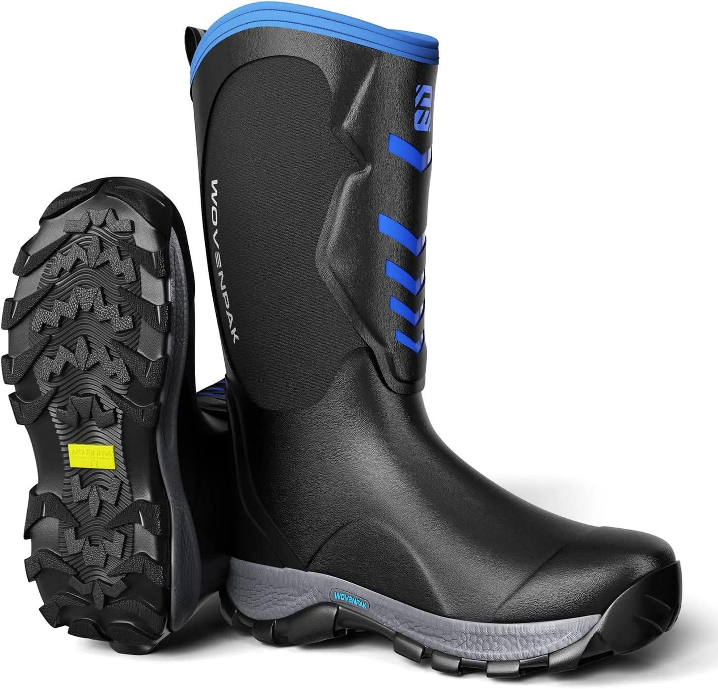 WOVENPAK Rubber Boots for Men, Mens Boots Waterproof Insulated Hunting Boots with Steel Shank, Neoprene Rubber Work Mud Boots Outdoor All Season, Size 6-13