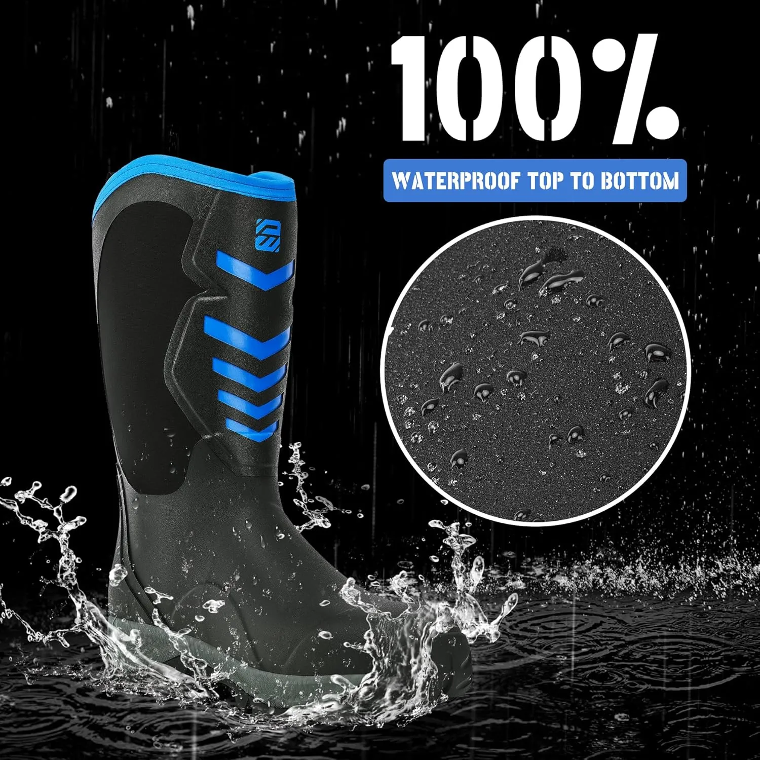WOVENPAK Rubber Boots for Men, Mens Boots Waterproof Insulated Hunting Boots with Steel Shank, Neoprene Rubber Work Mud Boots Outdoor All Season, Size 6-13
