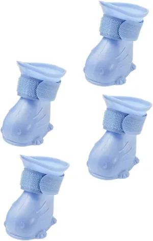 YARNOW 4pcs Waterproof Shoes Dog Shoe Pet Bandages for Dogs Paw Dog Socks Rain Shoes for Dogs Puppy Shoes Booties Doggy -Slip Puppy Snow Shoes Boots Outdoor Dog Rain Shoes Step Blue