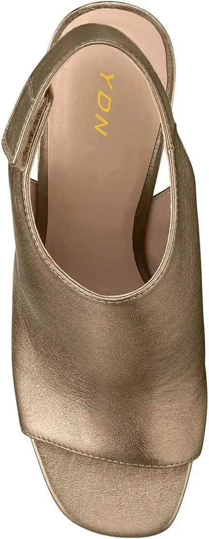 YDN Women's Open Toe Mid High Heel Slingback Sandals Strap Slip On Booties Shoes for Cocktail Club Event Size 4-16 US