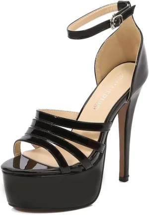 YGJKLIS Women's Platform High Heels 14cm Sexy Stiletto Pumps Ankle Strap Heeled Sandal Ballroom Performance Latin Dance Shoes