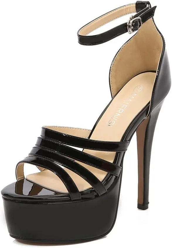YGJKLIS Women's Platform High Heels 14cm Sexy Stiletto Pumps Ankle Strap Heeled Sandal Ballroom Performance Latin Dance Shoes