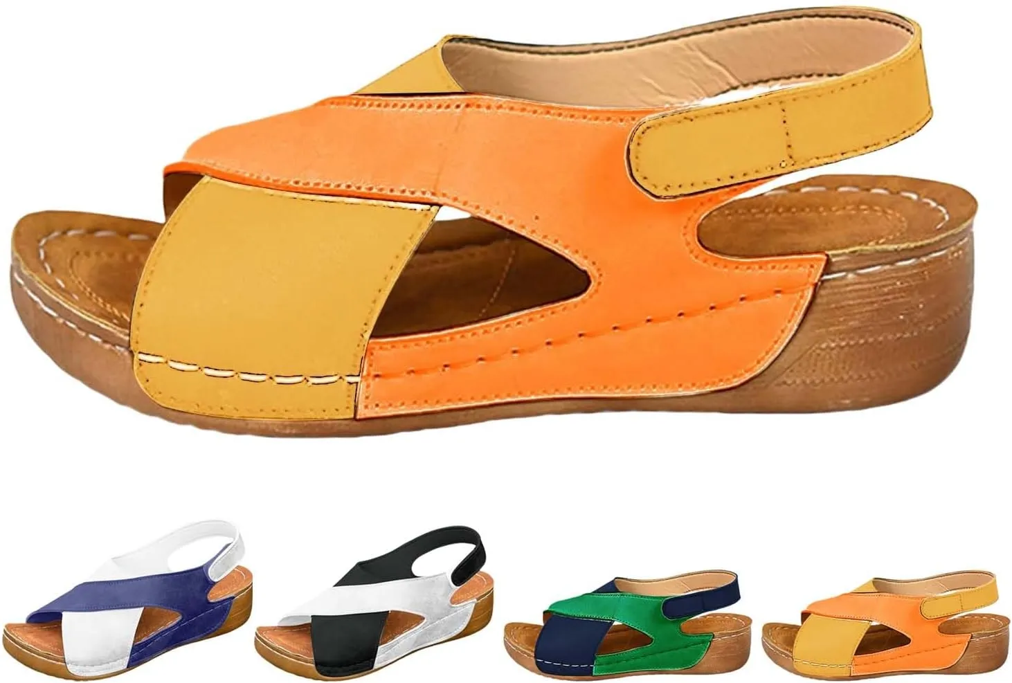 Yilia Orthopedic Sandals for Women, 2025 New Summer Comfortable Sandals Arch Support Wedge Sandal, Womens Orthopedic Platform Dressy Wedge Shoes