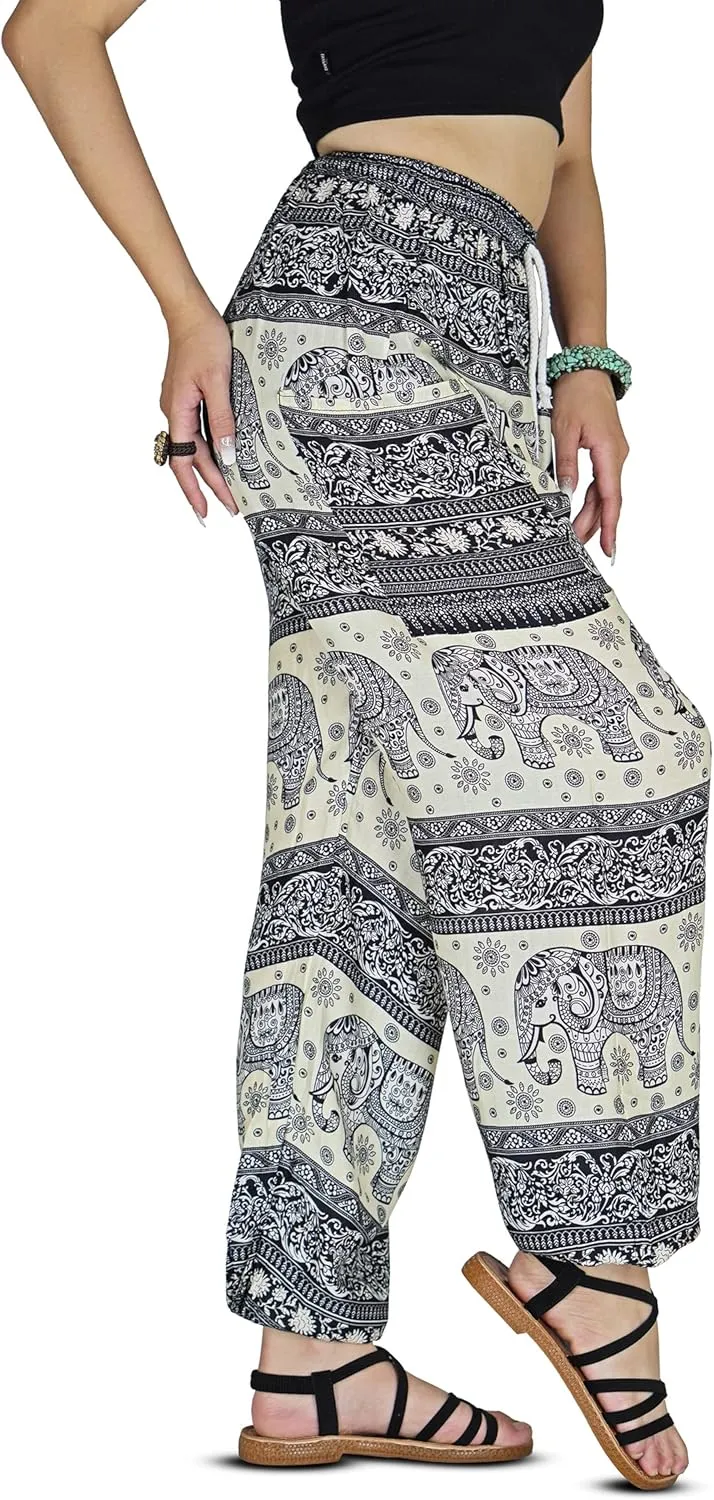 Your Cozy Harem Pants Womens Plus Bohemian Yoga Elephant Beach Casual Printed Drawstring Trousers