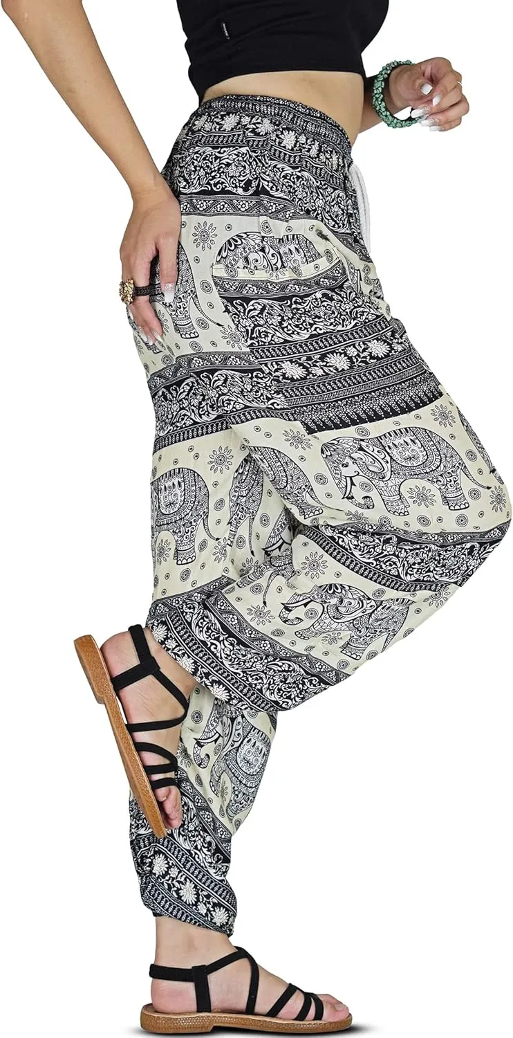 Your Cozy Harem Pants Womens Plus Bohemian Yoga Elephant Beach Casual Printed Drawstring Trousers