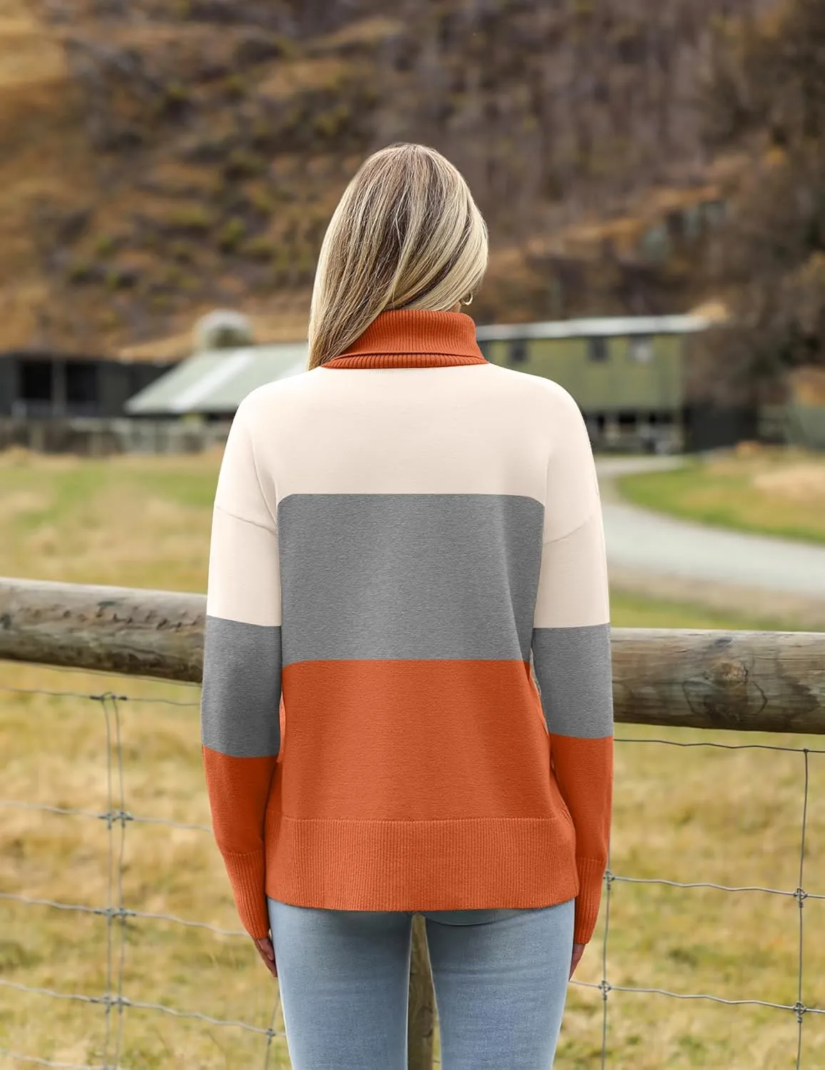 Zeagoo Women's Turtleneck Sweater 2024 Fall Winter Chunky Knitted Pullover High Low Hem Trendy Basic Jumper Top